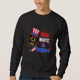 Rottweiler Red White Boom 4:e juli Lång Ärmad Tröja