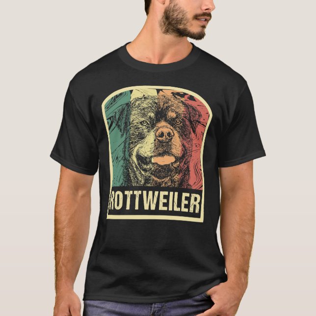Rottweiler Retro Dog Rottweilers Owner T Shirt (Framsida)