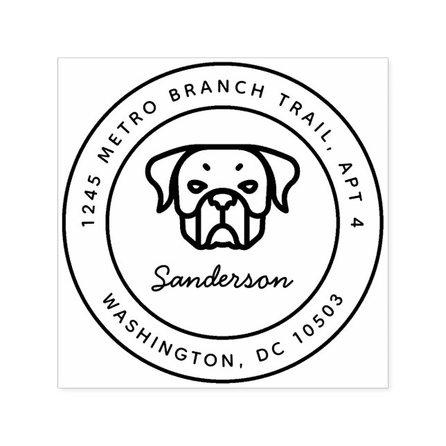 Rottweiler Returadress Frimärke Self-Inking Självfärgande Stämpel (Design)