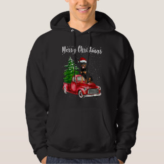 Rottweiler Riding Red Lastbil God jul Hund Lo Hoodie