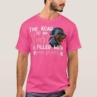 Rottweiler Road to my Heart Rolig hund Owner Älska T Shirt