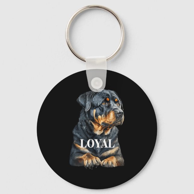 Rottweiler Rottie Grafisk Hundkonst  Nyckelring (Framsida)