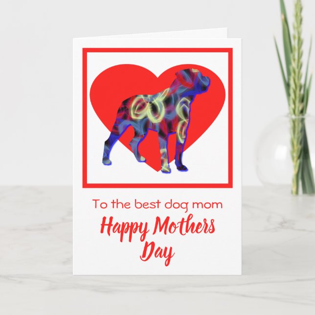 Rottweiler/Rottie Hund Red Heart Mor's Day Card Tack Kort (Framsida)