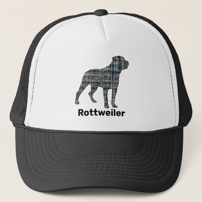 Rottweiler/Rottie Hund Silhouette Grid Keps (Framsida)