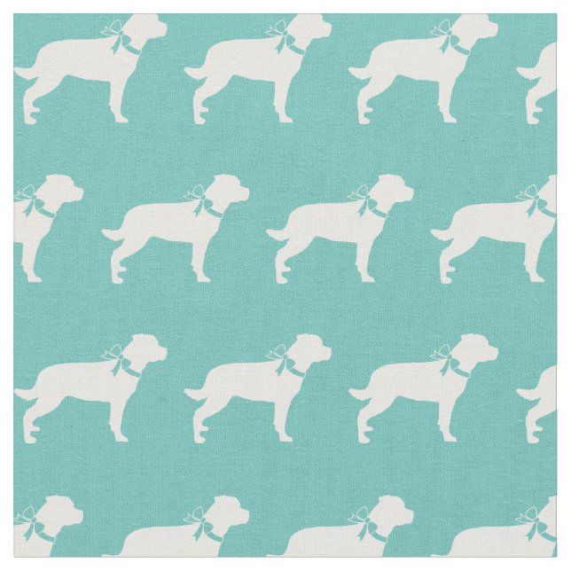 Rottweiler Rottie Hund Silhouette Pet Teal Tyg (Närbild)