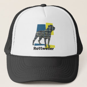 Rottweiler/Rottie Hund Silhouette Tricolor Grid Keps