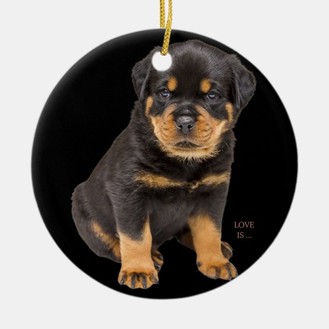 Rottweiler Rottie Mamma Hund Pappa Tee Kärlek Pet  Julgransprydnad Keramik (Framsidan)