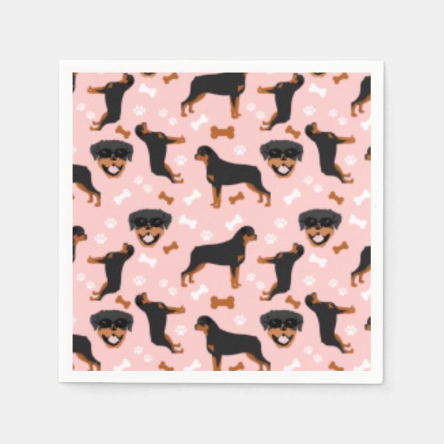 Rottweiler Rotties Hund Mönster Napkins Pappersservett (Framsidan)