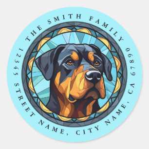 Rottweiler Round Stickers Runt Klistermärke