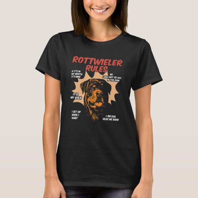 Rottweiler Rules Dog Owner Rottie T Shirt (Framsida)