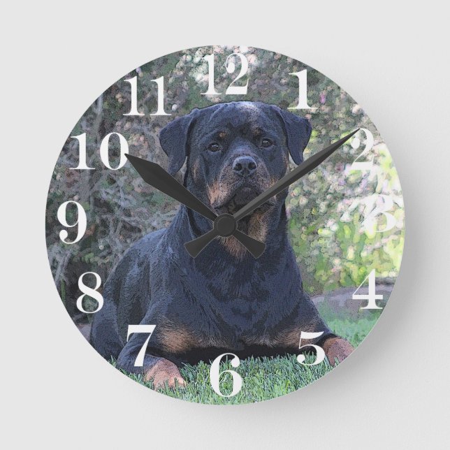 Rottweiler Rund Klocka (Framsida)