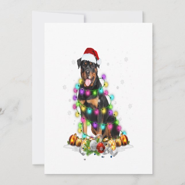 rottweiler santa christmas tree lights xmas gifts meddelande (Framsida)