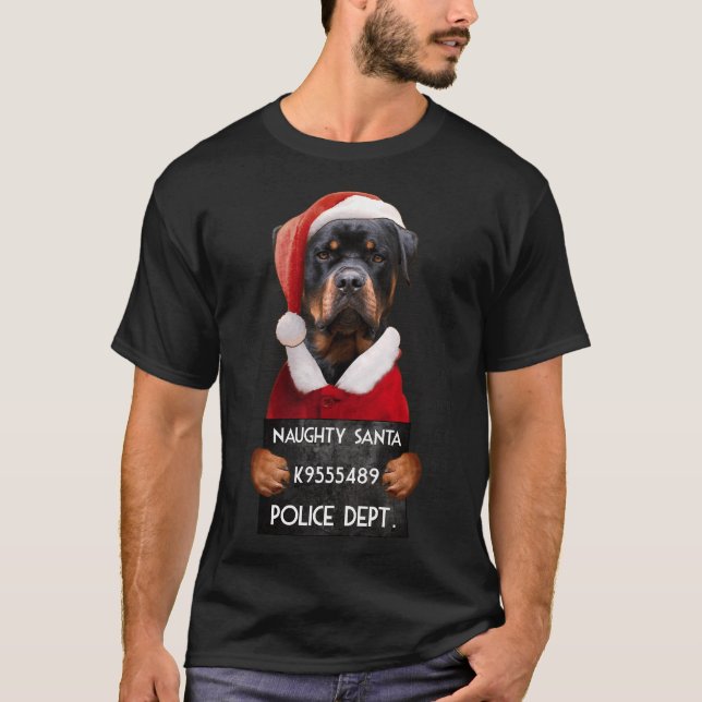 Rottweiler Santa Julafton T Shirt (Framsida)