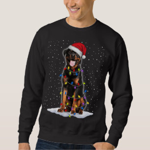 Rottweiler Santa Julgran Ljus Julafton Lång Ärmad Tröja