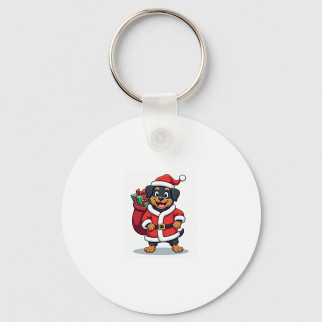 Rottweiler Santa � s Helper Nyckelring (Framsida)