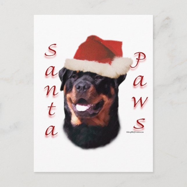 Rottweiler Santa Tassar Helg Vykort (Framsida)
