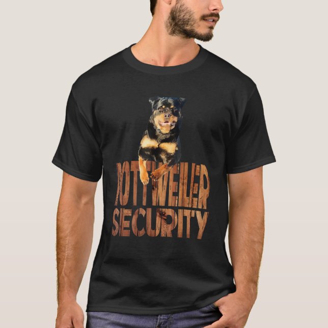 Rottweiler Security Large Hund Mamma Rottie Pappa T Shirt (Framsida)