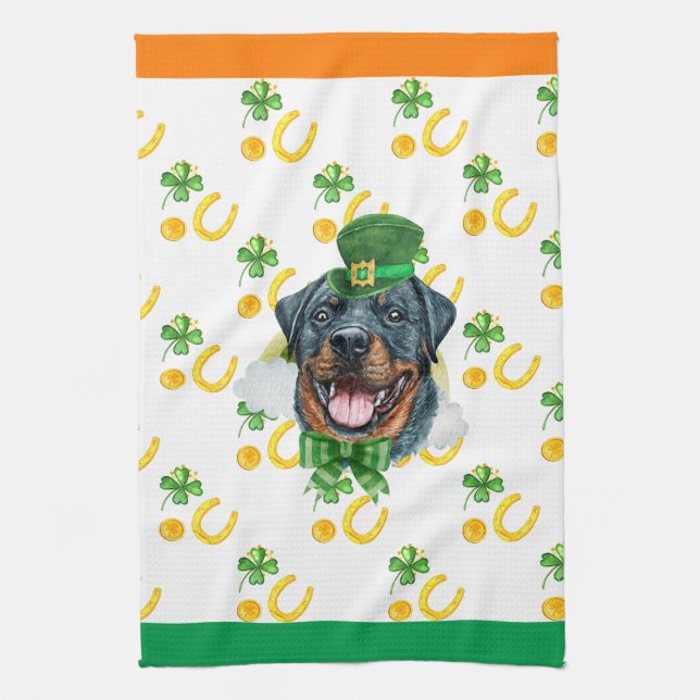Rottweiler Semester Hem Inredning St Patricks Day Kökshandduk (Vertikal)