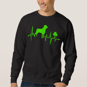 Rottweiler Shamrock Heartslag St patricks day Hund Lång Ärmad Tröja