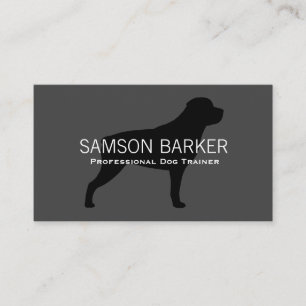 Rottweiler Silhouette Black på Grått   Rottie Hund Visitkort