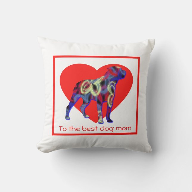 Rottweiler Silhouette Hund Heart Mor's Day Kudde (Framsida)
