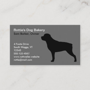 Rottweiler Silhouette   Rottie Hund Grått och Blac Visitkort