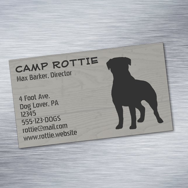Rottweiler Silhouette | Rottie Pet Hund |Trä Stil Visitkortmagnet (Skapare uppladdad)