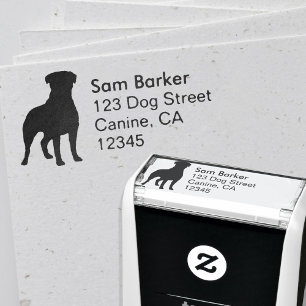 Rottweiler Silhouettereturadress Självfärgande Stämpel