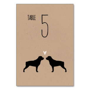 Rottweiler Silhouettes Hundar Wedding Reception Bordsnummer