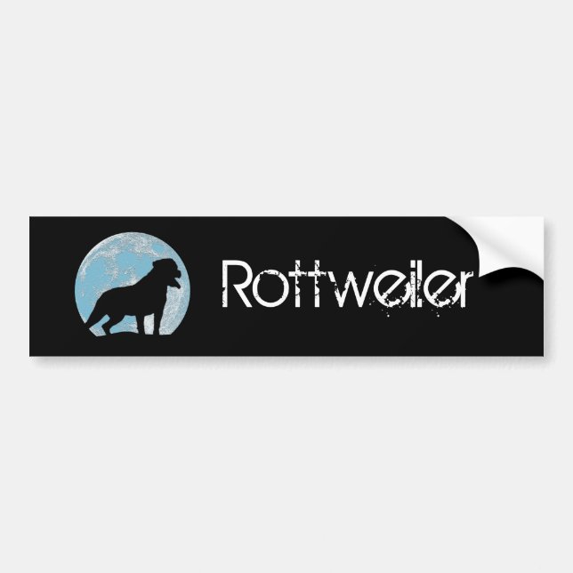 Rottweiler silhuett måne dekal (Framsidan)