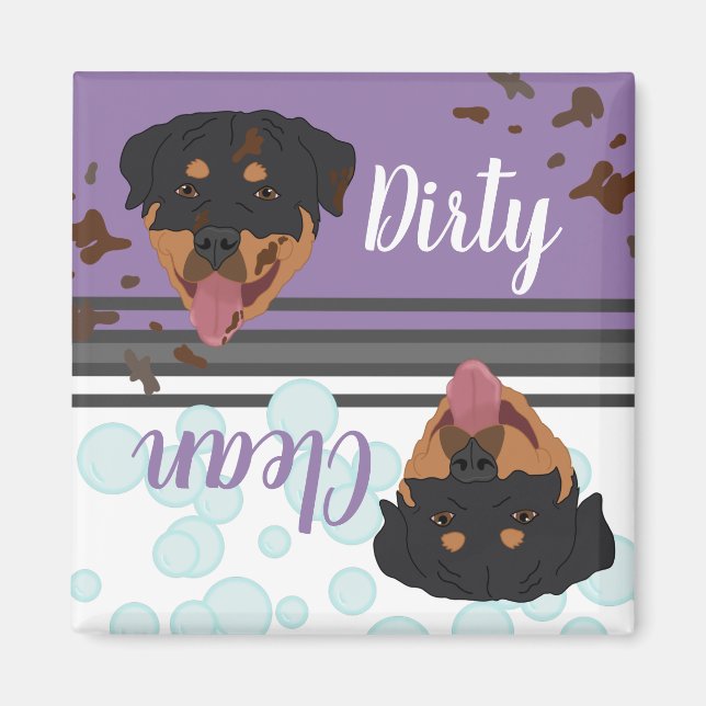 Rottweiler Smutsig/Ren Diskmaskin  Magnet (Framsidan)