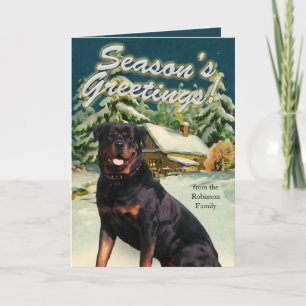 Rottweiler Snö Cabin-julkort Helgkort