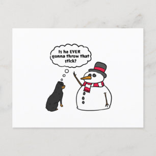 Rottweiler Snögubbe jul Vykort