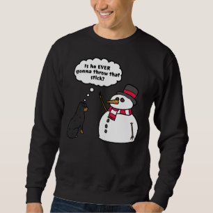 Rottweiler Snögubbe Stick Arm jul jul Lång Ärmad Tröja