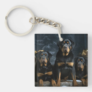 Rottweiler Snowy Sleigh-juldekalor