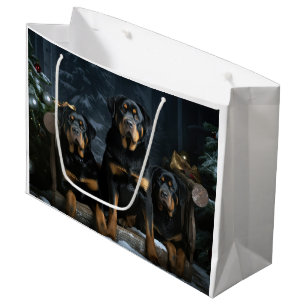 Rottweiler Snowy Sleigh-juldekalor