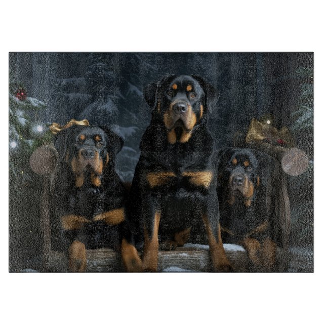 Rottweiler Snowy Sleigh-juldekalor (Framsidan)