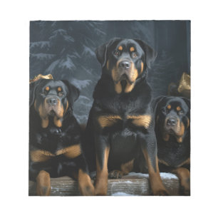 Rottweiler Snowy Sleigh-juldekalor Anteckningsblock