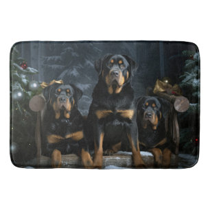Rottweiler Snowy Sleigh-juldekalor Badrumsmatta