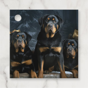 Rottweiler Snowy Sleigh-juldekalor Gåvor Etiketter
