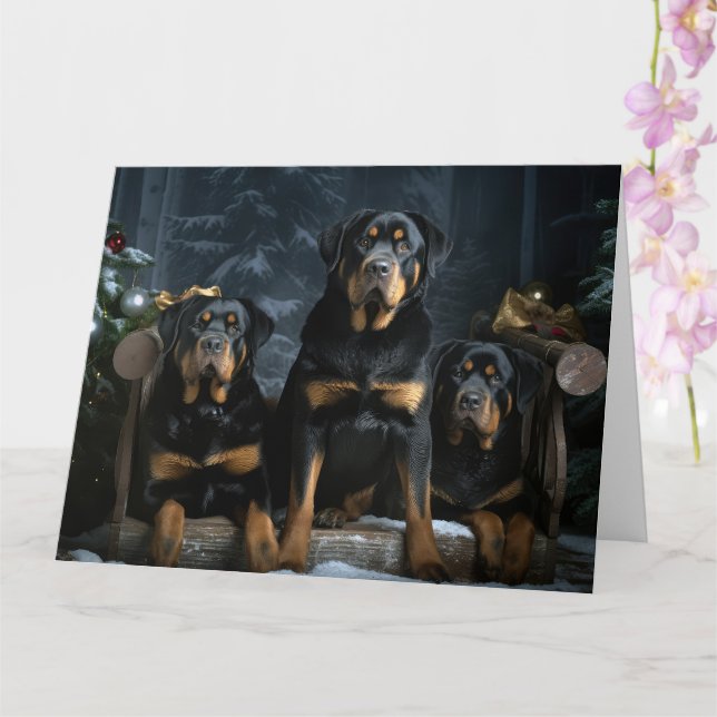 Rottweiler Snowy Sleigh-juldekalor Kort (Orkide)