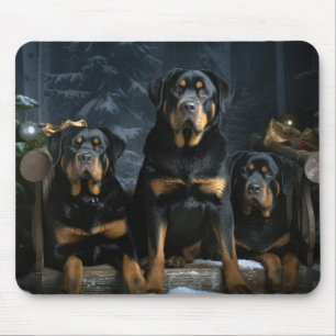 Rottweiler Snowy Sleigh-juldekalor Musmatta