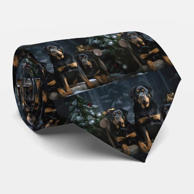 Rottweiler Snowy Sleigh-juldekalor Slips (Rullad)