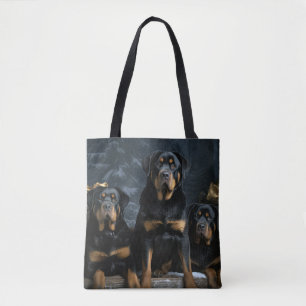 Rottweiler Snowy Sleigh-juldekalor Tygkasse