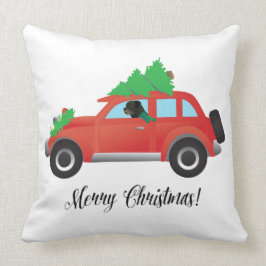 Rottweiler som kör julbil kudde