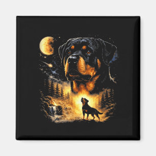 Rottweiler som ylar mot månen vintage 90-tal rolig magnet