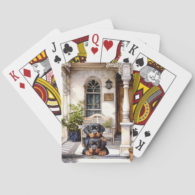 Rottweiler spelkort, julgranstårtfyllnad casinokort (Baksidan)