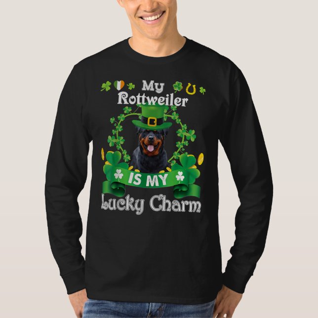 Rottweiler St Patrick S Day Irish Hund älskare T Shirt (Framsida)