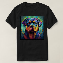 Rottweiler-stained glass Basic Mörk T-shirt