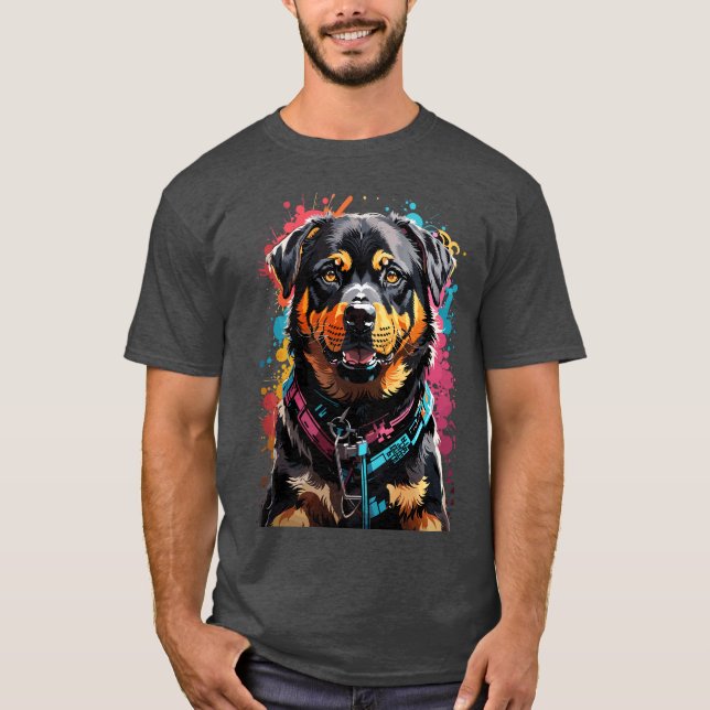 Rottweiler stänk färg t shirt (Framsida)